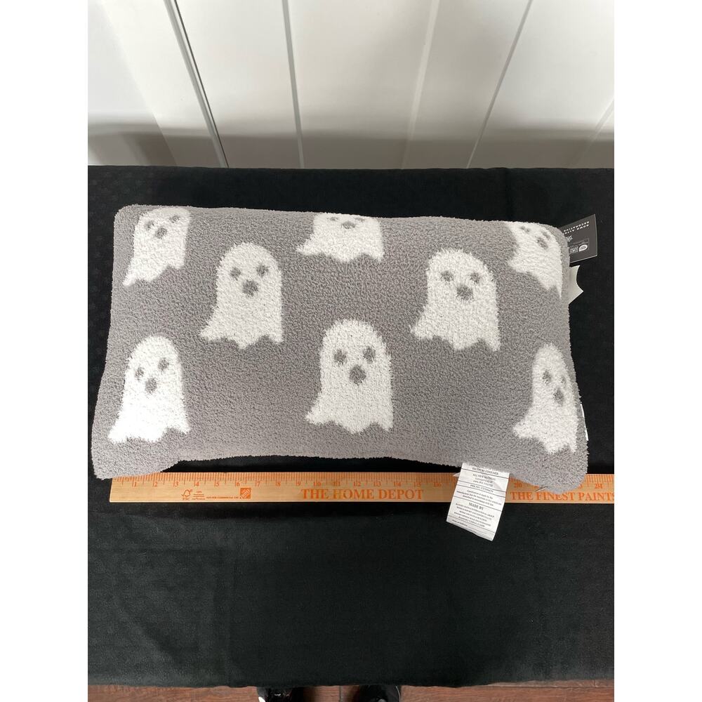Storehouse Ghost Pillow Gray White Plush Rectangular Removable Cover New w/ Tags